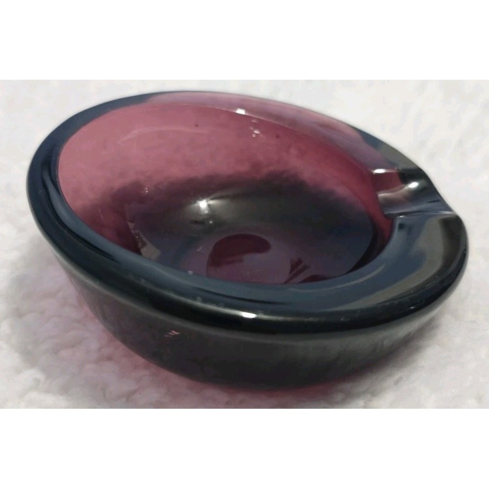 MCM Vintage Viking Glass Orb Ashtray Slanted Amethyst/Purple Mid Century Modern